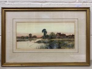 FRASER Frederick Gordon 1879-1931,Fen scene by riverbank,Keys GB 2022-11-11