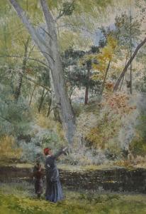 FRASER George Gordon 1854-1895,Study of a Mother and Child on a Riverbank,John Nicholson 2018-03-28