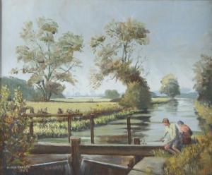 FRASER Hector 1919-2013,Fishing on the River,1983,Simon Chorley Art & Antiques GB 2016-05-24