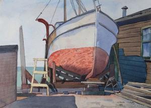 FRASER Jock 1899-1974,Boat on Hard,1962,International Art Centre NZ 2016-02-23
