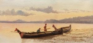 FRASER John Arthur 1838-1898,Haida Canoes on the Shore,Hindman US 2020-11-06