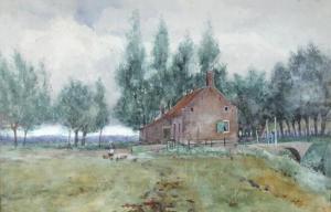 FRASER Robert Winchester 1848-1906,Cottages at Dordrecht,Cheffins GB 2015-06-17