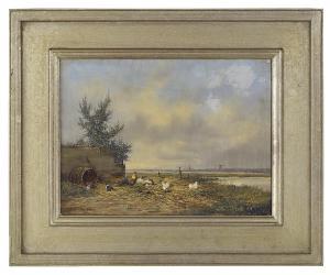 FRAUENFELDER Fred Johannes 1945-2003,Landscape with Chickens by a Pond, Windmil,New Orleans Auction 2019-03-23