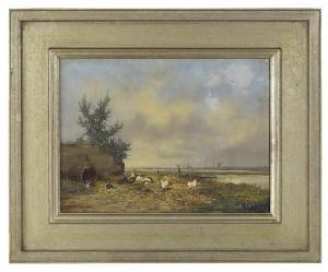 FRAUENFELDER Fred Johannes 1945-2003,Landscape with Chickens by a Pond, Windmil,New Orleans Auction 2019-10-29