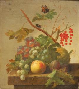 FREDRIKS Johannes Hendrik,A still life with grapes, red currant, a plum and ,Venduehuis 2018-11-21