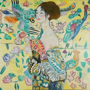 Fredriksson Clive,Portrait of a female with birds of Paradise and flowers,Eastbourne GB 2024-01-09
