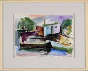FREED William 1904-1984,untitled (boats at dock),Provincetown Art Association US 2021-09-26