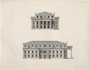 FREIDRICH WINKLER Georg 1772-1829,Entwurf für ein Hoftheater,1828,Galerie Bassenge DE 2017-12-01