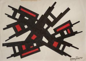 FREIRE Maria 1917-2015,Forma negra y roja,Castells & Castells UY 2020-01-09