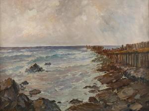 FREITAG Clemens 1883-1969,An der Küste Blick vom Strand auf das offene Meer,,Mehlis DE 2020-08-27