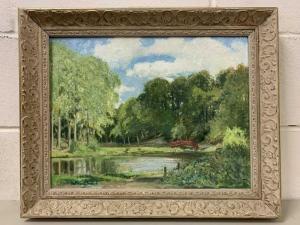 FRENCH ANTHONY 1941,River landscape, 'Les Prés St Simeon,Keys GB 2022-11-11