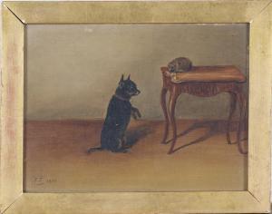 FRENCH Frank 1850-1933,Terrier beside a Hedgehog on a Table,1885,Tooveys Auction GB 2018-09-05