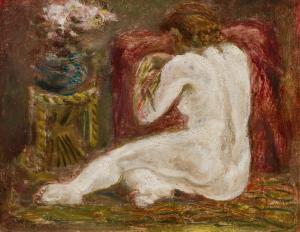 FRENCH John 1800-1900,Nude on Floor with Bowl of Flowers,1935,Shannon's US 2023-10-26