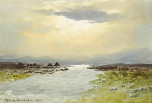 FRENCH Percy William 1854-1920,BOGLAND RIVER AND TURF STACKS,1907,Whyte's IE 2014-11-24