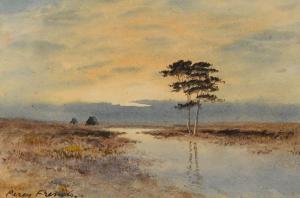 FRENCH Percy William 1854-1920,Bogland with Trees and Turf Stacks,Gormleys Art Auctions 2025-03-25