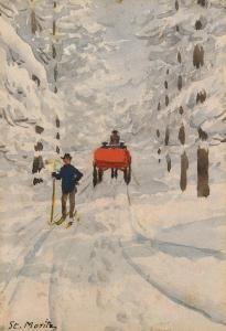 FRENCH Percy William 1854-1920,Figures and Carriage in Snow, St. Moritz,Morgan O'Driscoll 2018-08-13
