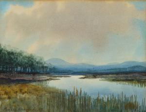 FRENCH Percy William 1854-1920,LAKE SCENE WITH FOREST AND MOUNTAINS,1909,Whyte's IE 2024-03-11