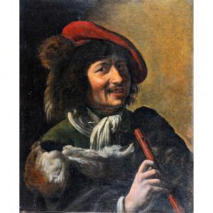 FRENCH SCHOOL,« Portrait d’’un troubadour à la flûte et au béret rouge »,Herbette FR 2010-09-26