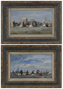 FRENCH SCHOOL,A Pair of Beach Scenes,20th century,Brunk Auctions US 2017-11-09
