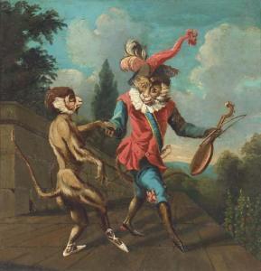 FRENCH SCHOOL,A singerie of two elegant monkeys dancing; and thr,Christie's GB 2004-12-21
