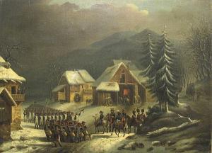 FRENCH SCHOOL,A winter scene with French soldiers by farm buildings,Bonhams GB 2005-04-24