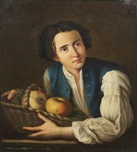 FRENCH SCHOOL,A young boy holding a basket of apples,Bonhams GB 2008-06-29