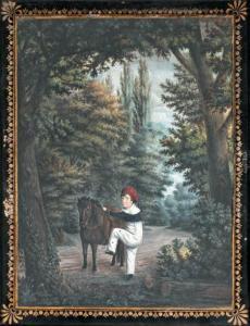 FRENCH SCHOOL,Enfant montant sur son poney dans un paysage,1818,Millon & Associés FR 2012-04-06