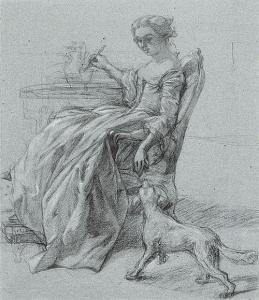 FRENCH SCHOOL,Junge Frau mit ihrem Hund,1850,Galerie Bassenge DE 2016-11-25