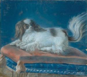 FRENCH SCHOOL,King Charles Spaniel Seated on a Red Cushion,William Doyle US 2007-02-13