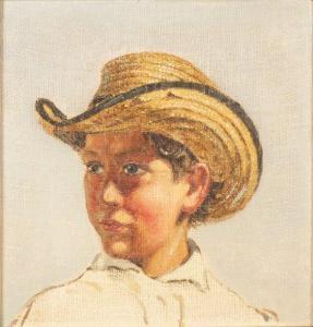 FRENCH SCHOOL,Portrait d'un garconnet au chapeau depaille,Europ Auction FR 2011-01-24