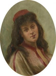 FRENCH SCHOOL,Portrait d'une jeune orientale,1889,Lasseron et Associees FR 2014-12-17