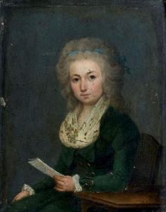 FRENCH SCHOOL,Portrait de femme en robe verte,1791,De Maigret FR 2007-12-07