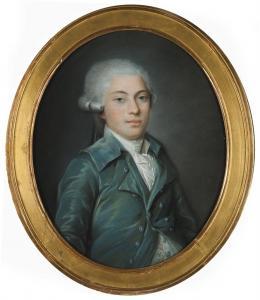 FRENCH SCHOOL,Portrait de jeune homme en buste à la veste bleue,Christie's GB 2009-04-07