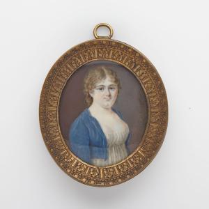 FRENCH SCHOOL,PORTRAIT MINIATURE ON IVORY OF A YOUNG WOMAN,1799,Waddington's CA 2014-12-10