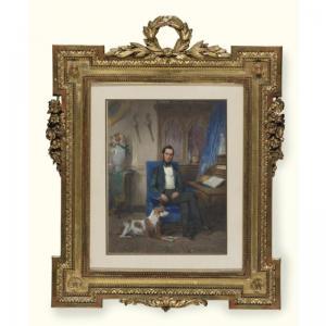 FRENCH SCHOOL,PORTRAIT OF A MAN AND HIS DOG,1840,Sotheby's GB 2007-10-25