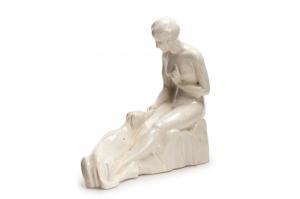 FRENCH SCHOOL,seated nude woman and reclining dog,John Moran Auctioneers US 2018-01-23
