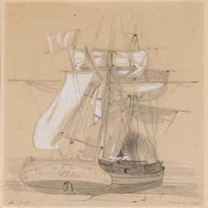 FRENCH SCHOOL,Study of a ship,1849,Bruun Rasmussen DK 2016-10-31