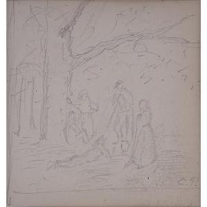 FRENCH SCHOOL (XIX),Figures Under A Tree,Kodner Galleries US 2017-12-20