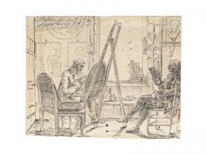 FRENCH SCHOOL (XVIII),A portrait artist with his subject in a studio,18th century,Bonhams 2018-04-25