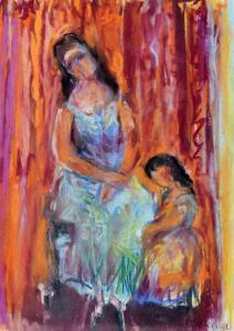 FRENKEL FRENEL Yitzhak 1899-1981,Mother with her Daughter,Tiroche IL 2017-02-04