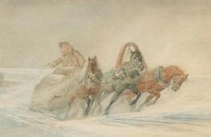 FRENTZ Rudolf Fedorovich 1831-1918,Russische Troika im Schnee,1869,Palais Dorotheum AT 2019-12-10