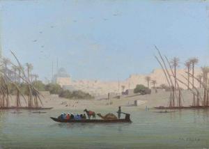 FRERE Ch. Theodore, Bey,On the Nile, Mohamed Ali Citadel in the background,Christie's 2016-07-12