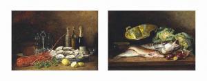 FREY Eugene 1864-1930,Lobster with champagne and oysters on a ledge,1891,Christie's GB 2014-09-11