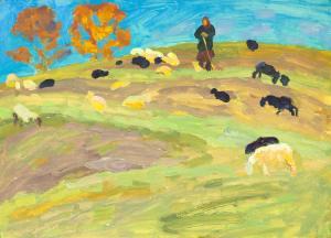 FRIDMAN Karl Sholomovich 1926,Herd of sheep,1971,Sovcom RU 2022-12-20