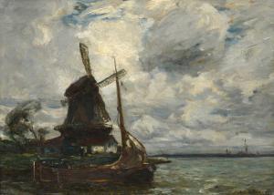 FRIEDENSON Arthur A 1872-1955,Landscape with windmill,Tennant's GB 2024-01-12