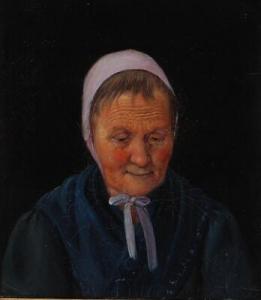 Friedlænder Julius,Portrait of an old lady with a blue dress and a li,Bruun Rasmussen 2022-01-03