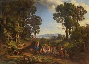 FRIEDRICH Johann Heinrich August 1789-1843,Italian Landscape with Shepherdesses,Lempertz 2016-11-19