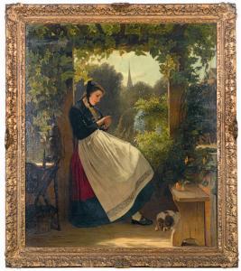 FRIEDRICHSEN Ernestine 1824-1892,Daydreaming in the gazebo,1860,Christie's GB 2009-09-01