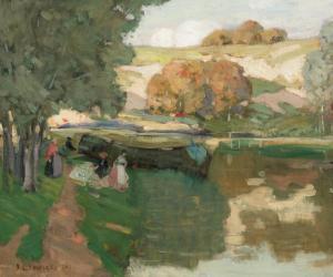 FRIESEKE Frederick Carl 1874-1939,Paysage (Moret),1901,Hindman US 2023-10-26