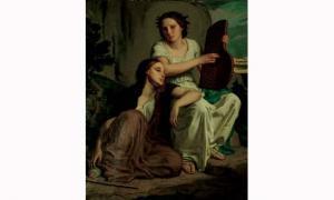 FRILLIÉ Félix Nicolas 1821-1863,Jeunes femmes à la harpe,1861,Aguttes FR 2002-12-19